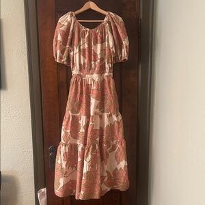 Velvet Floral Puff Sleeve Maxi Dress